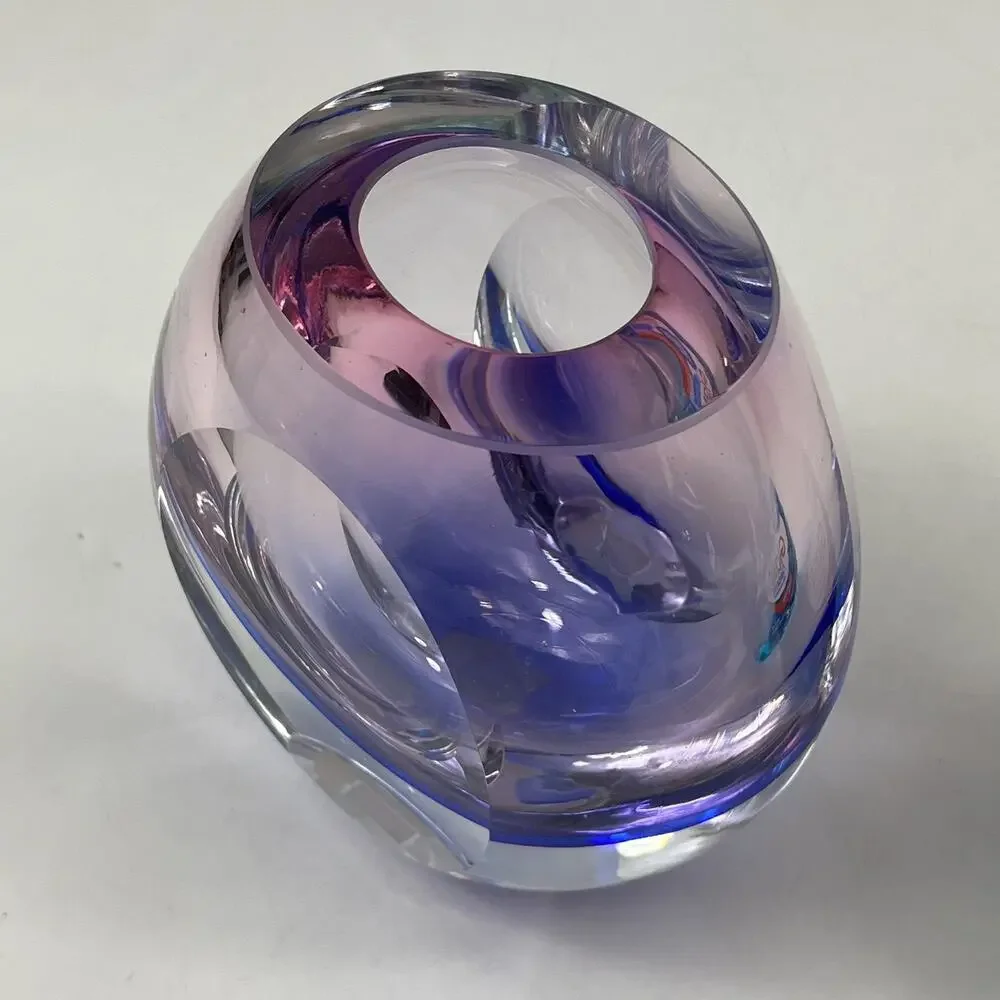 Vintage Murano Sommerso Vase Designed By Flavio Poli for Seguso Blue Pink Violet